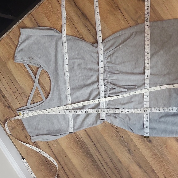 ALMOST FAMOUS Gray Short Sleeve Elastic Waist Jogger Hem Pocket Sweatsuit Jumper - Picture 8 of 12